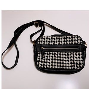 Black and White Plaid Crossbody Bag